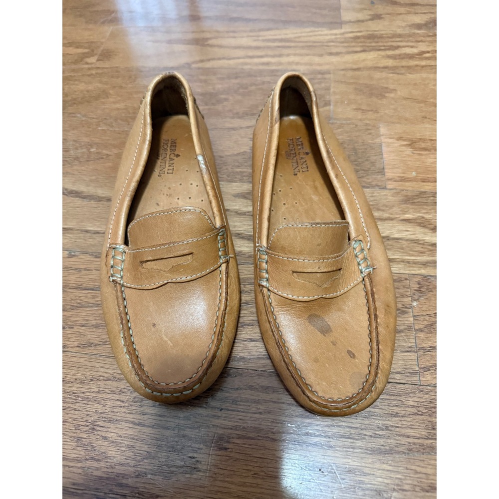 Mercanti Fiorentini Leather Penny Loafer Driving‎ Moccasins Tan Brown Women 6